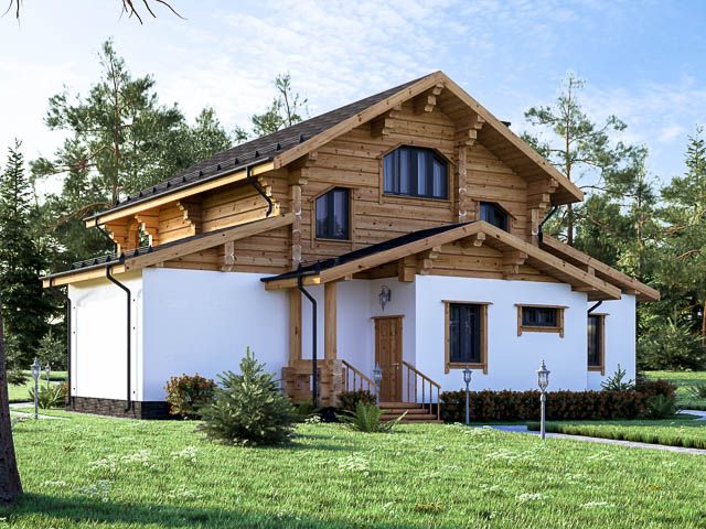 Exterior visualization - Wooden cottage