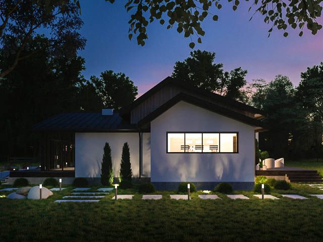 Exterior visualization - Vacation Home at Night