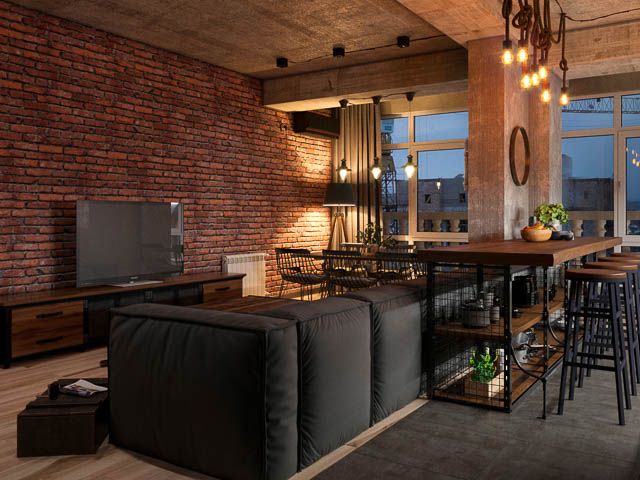 Interior visualization - Loft Apartment at Night